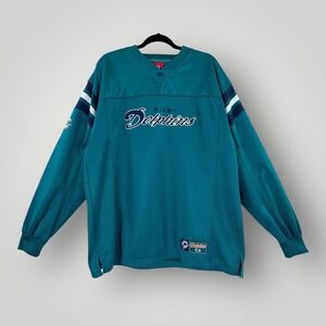 Vintage Miami Dolphins Sweatshirt Mens XL Blue Pullover NFL Football Long Sleeve
